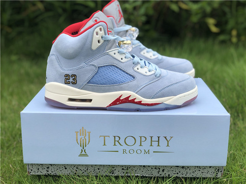 Trophy Room X Air Jordan 5 _Ice Blue_ ice blue gold cup_ original level_ full code shipment. 7.5--13-1cf60eff